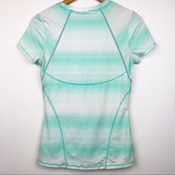 Athleta Running Wild Teal Ombre Short Sleeve Shirt - Picture 3 of 8